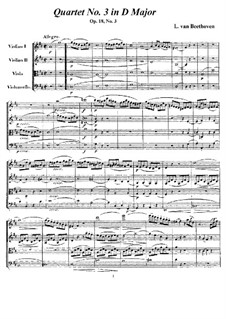 Quartet No.3 in  D Major: todas as partes e partituras by Ludwig van Beethoven