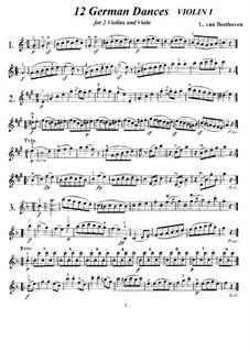 Twelve German Dances, WoO 8: para trio de cordas by Ludwig van Beethoven
