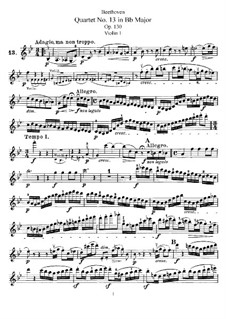 String Quartet No.13 in B Flat Major, Op.130: violino parte I by Ludwig van Beethoven