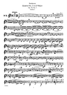 Quartet No.3 in  D Major: violino parte II by Ludwig van Beethoven