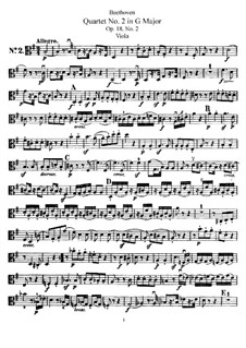 Quartet No.2 in G Major: parte viola by Ludwig van Beethoven