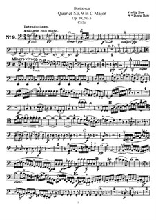String Quartet No.9 in C Major, Op.59 No.3: parte violoncelo by Ludwig van Beethoven
