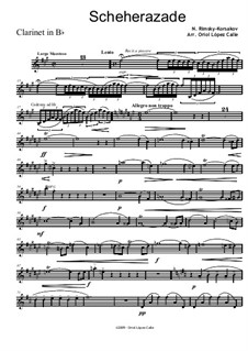 Fragments: Movement I, for clarinet in B and piano – clarinet part by Nikolai Rimsky-Korsakov