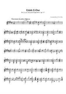 Twenty-Four Progressive Lessons, Op.31: Lesson No.23 in E Major by Fernando Sor