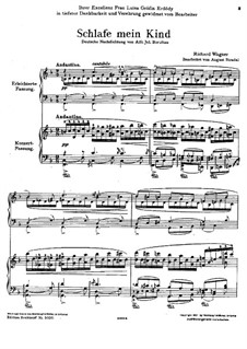 Dors, mon enfant (Sleep, My Child), WWV 53: Partitura piano by Richard Wagner