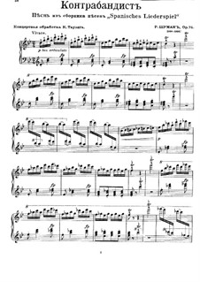 Spanish Folk Songs, Op.74: No.10 El Contrbandista (The Smuggler), for piano by Robert Schumann
