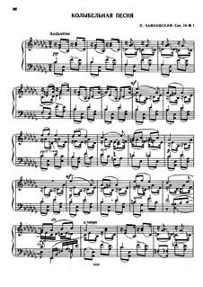 Six Romances, TH 95 Op.16: No.1 Cradle Song (for piano) by Pyotr Tchaikovsky