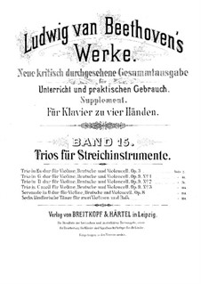 String Trio No.1 in E Flat Major, Op.3: versão para piano de quatro mãos by Ludwig van Beethoven