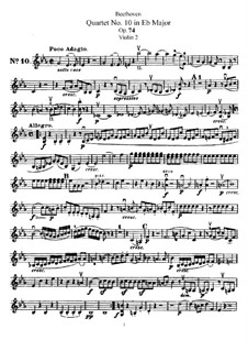 String Quartet No.10 in E Flat Major 'Harp', Op.74: violino parte II by Ludwig van Beethoven