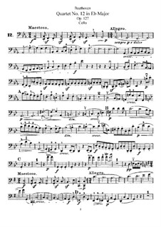 String Quartet No.12 in E Flat Major, Op.127: parte violoncelo by Ludwig van Beethoven