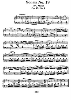 Sonata for Piano No.19, Op.49 No.1: For a single performer by Ludwig van Beethoven