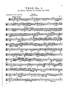 Trio for Clarinet, Cello and Piano No.4 'Gassenhauer' , Op.11: parte viola by Ludwig van Beethoven
