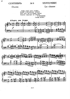 No.9 September (The Hunt): Para Piano by Pyotr Tchaikovsky