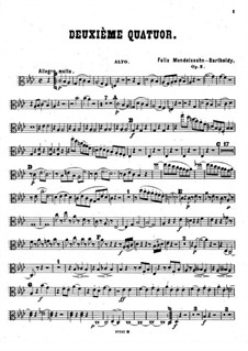 Piano Quartet No.2 in F Minor, Op.2: parte viola by Felix Mendelssohn-Bartholdy