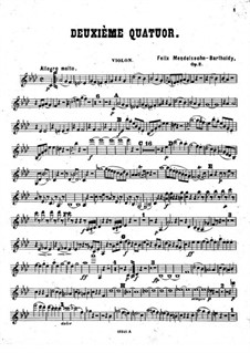 Piano Quartet No.2 in F Minor, Op.2: parte do violino by Felix Mendelssohn-Bartholdy