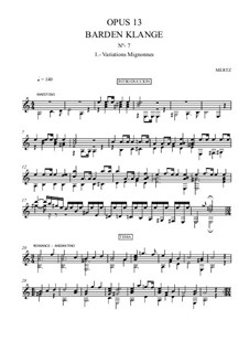 Barden-Klänge (Bardic Sounds), Op.13: No.14 Variations Mignonnes by Johann Kaspar Mertz
