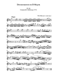 Divertissement in D Major, K.136: violino parte I by Wolfgang Amadeus Mozart