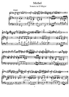 Sonata for Flute and Piano in D Major: partitura, parte solo by Johann Gottfried Müthel