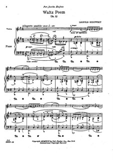 Waltzes-Poems: Waltz-Poem No.1. Score for violin and piano by Leopold Godowsky