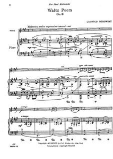 Waltzes-Poems: Waltz-Poem No.5. Score for violin and piano by Leopold Godowsky