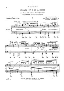 Sonata for Violin No.3 in C Major, BWV 1005: arranjo para piano by Johann Sebastian Bach