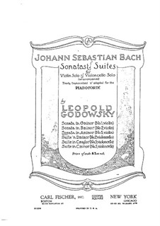 Sonata for Violin No.1 in G Minor, BWV 1001: arranjo para piano by Johann Sebastian Bach