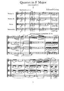String Quartet in F Major, EG 117: movimento I by Edvard Grieg