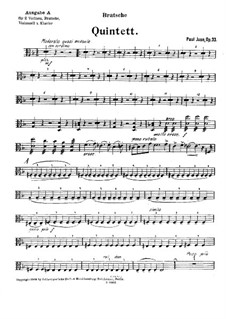 Piano Quintet in D Minor, Op.33: parte viola by Paul Juon
