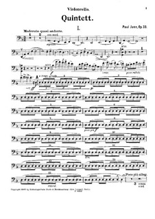 Piano Quintet in D Minor, Op.33: parte violoncelo by Paul Juon
