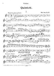 Piano Quintet in D Minor, Op.33: violino parte I by Paul Juon