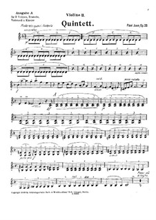 Piano Quintet in D Minor, Op.33: violino parte II by Paul Juon