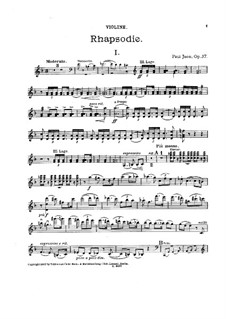 Rhapsody for Piano Quartet, Op.37: String parts by Paul Juon