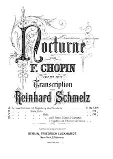 Nocturnes, Op.27: No.2, for string quintet – viola part by Frédéric Chopin