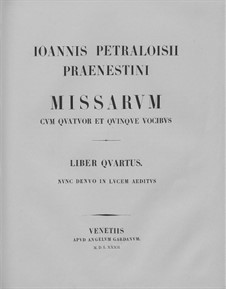 Masses: livros IV by Giovanni da Palestrina