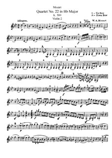 String Quartet No.22 in B Flat Major, K.589: violino parte II by Wolfgang Amadeus Mozart