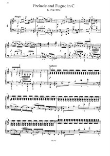 Prelude and Fugue in C Major, K.394: Para Piano by Wolfgang Amadeus Mozart