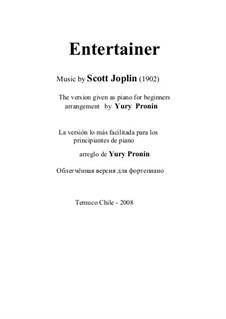 The Entertainer, for Piano: Version given as piano for beginners by Scott Joplin