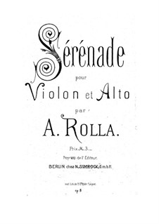 Serenade for Violin and Viola, BI 68 Op.8: Serenade for Violin and Viola by Alessandro Rolla