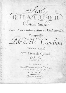 Six String Quartets, Op.29: violino parte I by Giuseppe Maria Cambini