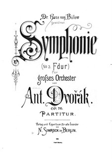 Symphony No.5 in F Major, B.54 Op.76: Partitura completa by Antonín Dvořák