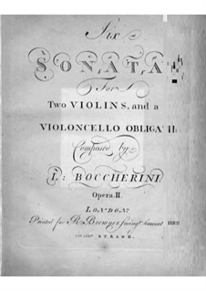 Six Sonatas for Two Violins and Cello, G.77-82 Op.2: parte violoncelo by Luigi Boccherini