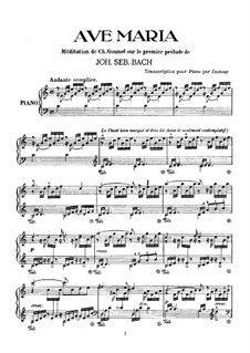 Meditation on Prelude No.1 by Bach: Para Piano by Charles Gounod