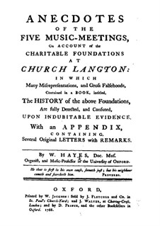 Anecdotes of the Five Music-Meetings: Anecdotes of the Five Music-Meetings by William Hayes