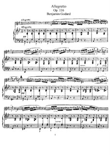 Pieces for Flute and Piano, Op.116: Allegretto – score, solo part by Benjamin Godard