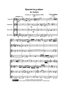 Quartet in g minor for clarinets, CS122: Quartet in g minor for clarinets by Santino Cara