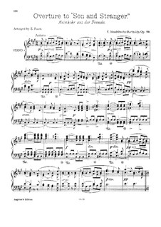 Die Heimkehr aus der Fremde (Son and Stranger), Op.89: Overture, para piano by Felix Mendelssohn-Bartholdy