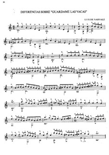 Diferencias sobre 'Guardame las vacas': Para Guitarra by Luys de Narvaez