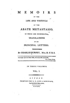Memoirs of the Life and Writings of the Abate Metastasio: Volume I by Charles Burney