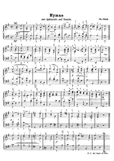 Iphigenia in Tauris, Wq.46: Hymn, for piano by Christoph Willibald Gluck