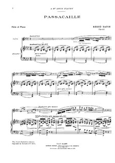 Passacaglia for Flute and Piano, Op.35: Score by Emmanuel Rhené-Baton